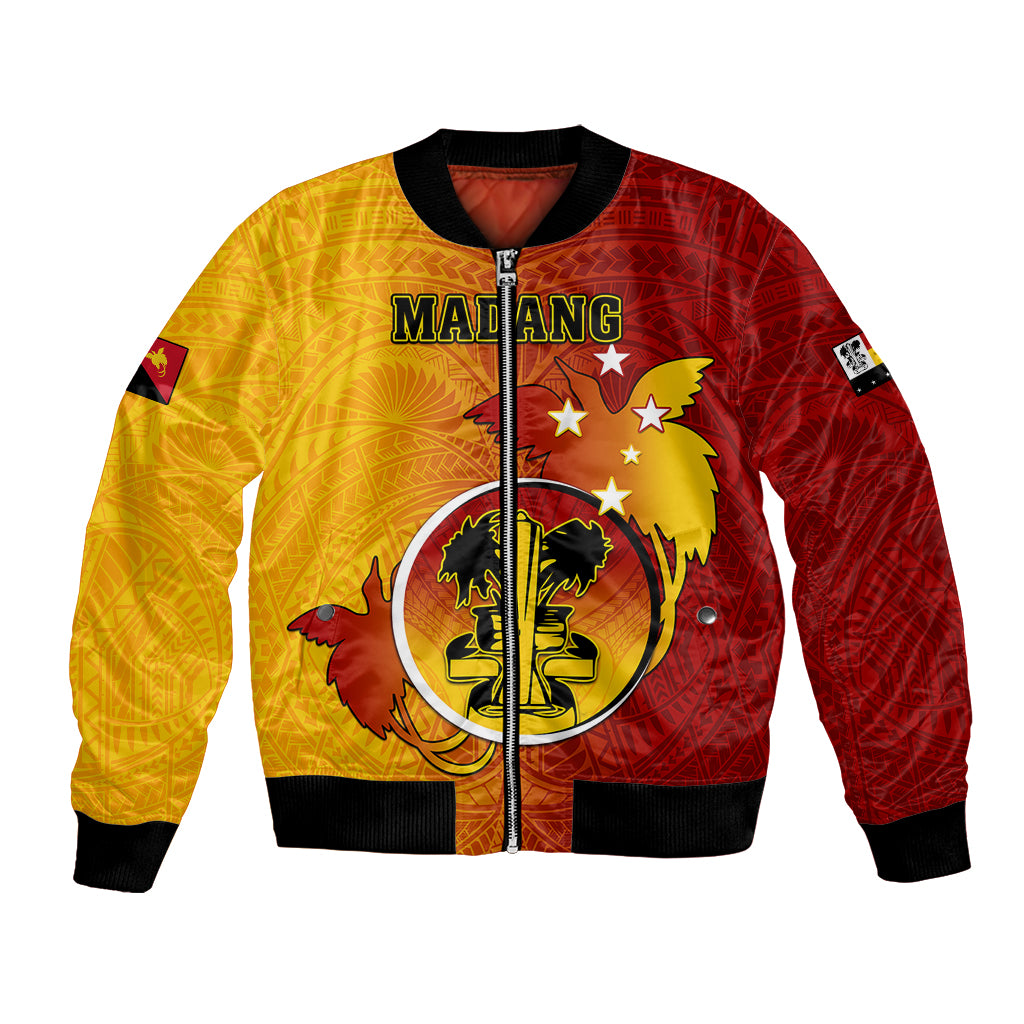 Personalized Papua New Guinea Madang Province Bomber Jacket Mix Coat Of Arms Polynesian Pattern LT05 Unisex Yellow - Polynesian Pride