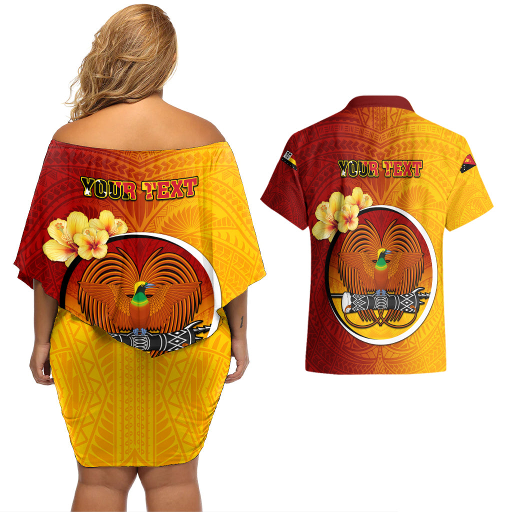 Personalized Papua New Guinea Madang Province Couples Matching Off Shoulder Short Dress and Hawaiian Shirt Mix Coat Of Arms Polynesian Pattern LT05 - Polynesian Pride