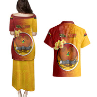 Personalized Papua New Guinea Madang Province Couples Matching Puletasi Dress and Hawaiian Shirt Mix Coat Of Arms Polynesian Pattern LT05 - Polynesian Pride