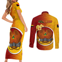 Personalized Papua New Guinea Madang Province Couples Matching Short Sleeve Bodycon Dress and Long Sleeve Button Shirts Mix Coat Of Arms Polynesian Pattern LT05 - Polynesian Pride