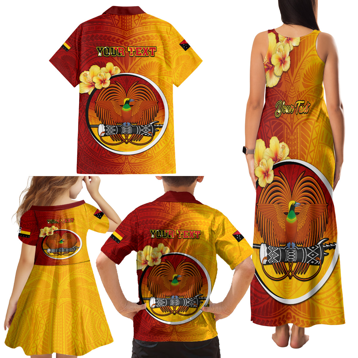 Personalized Papua New Guinea Madang Province Family Matching Tank Maxi Dress and Hawaiian Shirt Mix Coat Of Arms Polynesian Pattern LT05 - Polynesian Pride