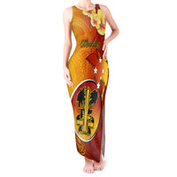 Personalized Papua New Guinea Madang Province Tank Maxi Dress Mix Coat Of Arms Polynesian Pattern LT05 Women Yellow - Polynesian Pride