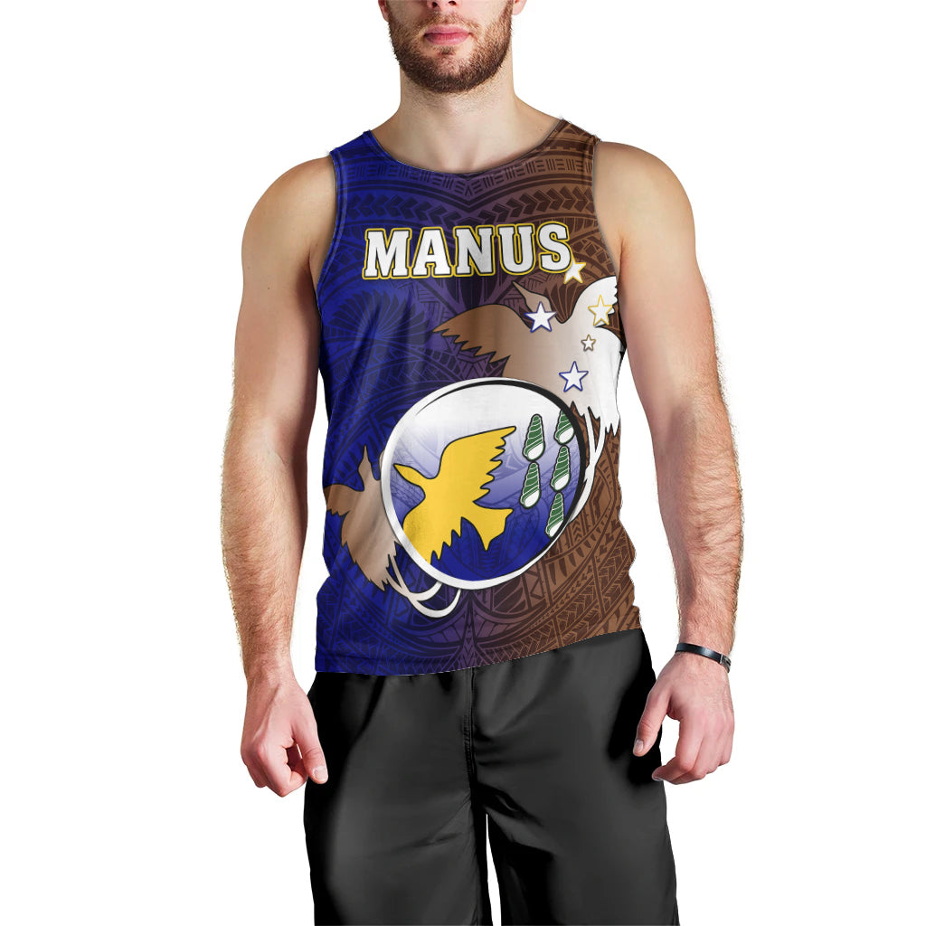 Papua New Guinea Manus Province Men Tank Top Mix Coat Of Arms Polynesian Pattern LT05 - Polynesian Pride