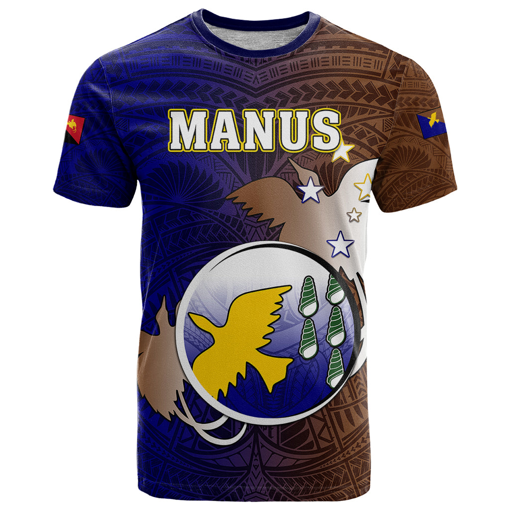 Papua New Guinea Manus Province T Shirt Mix Coat Of Arms Polynesian Pattern LT05 Brown - Polynesian Pride