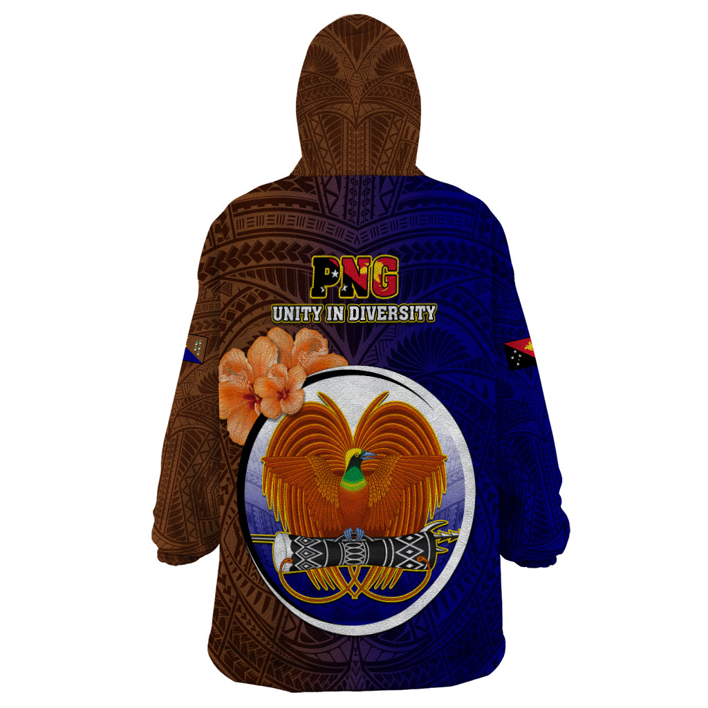 Papua New Guinea Manus Province Wearable Blanket Hoodie Mix Coat Of Arms Polynesian Pattern LT05 - Polynesian Pride