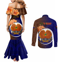 Personalized Papua New Guinea Manus Province Couples Matching Mermaid Dress and Long Sleeve Button Shirts Mix Coat Of Arms Polynesian Pattern LT05 - Polynesian Pride