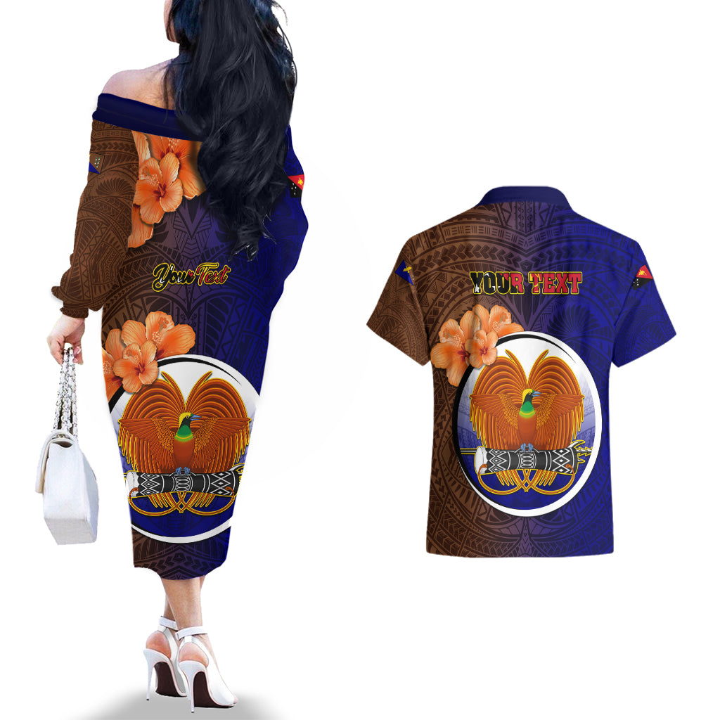 Personalized Papua New Guinea Manus Province Couples Matching Off The Shoulder Long Sleeve Dress and Hawaiian Shirt Mix Coat Of Arms Polynesian Pattern LT05 - Polynesian Pride