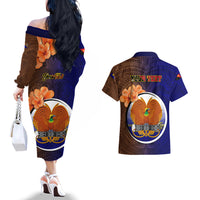 Personalized Papua New Guinea Manus Province Couples Matching Off The Shoulder Long Sleeve Dress and Hawaiian Shirt Mix Coat Of Arms Polynesian Pattern LT05 - Polynesian Pride