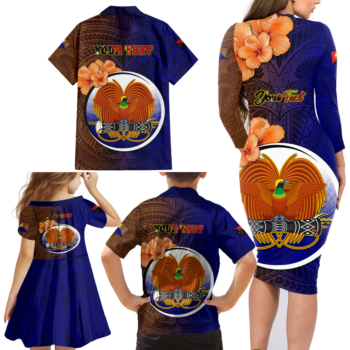 Personalized Papua New Guinea Manus Province Family Matching Long Sleeve Bodycon Dress and Hawaiian Shirt Mix Coat Of Arms Polynesian Pattern LT05 - Polynesian Pride