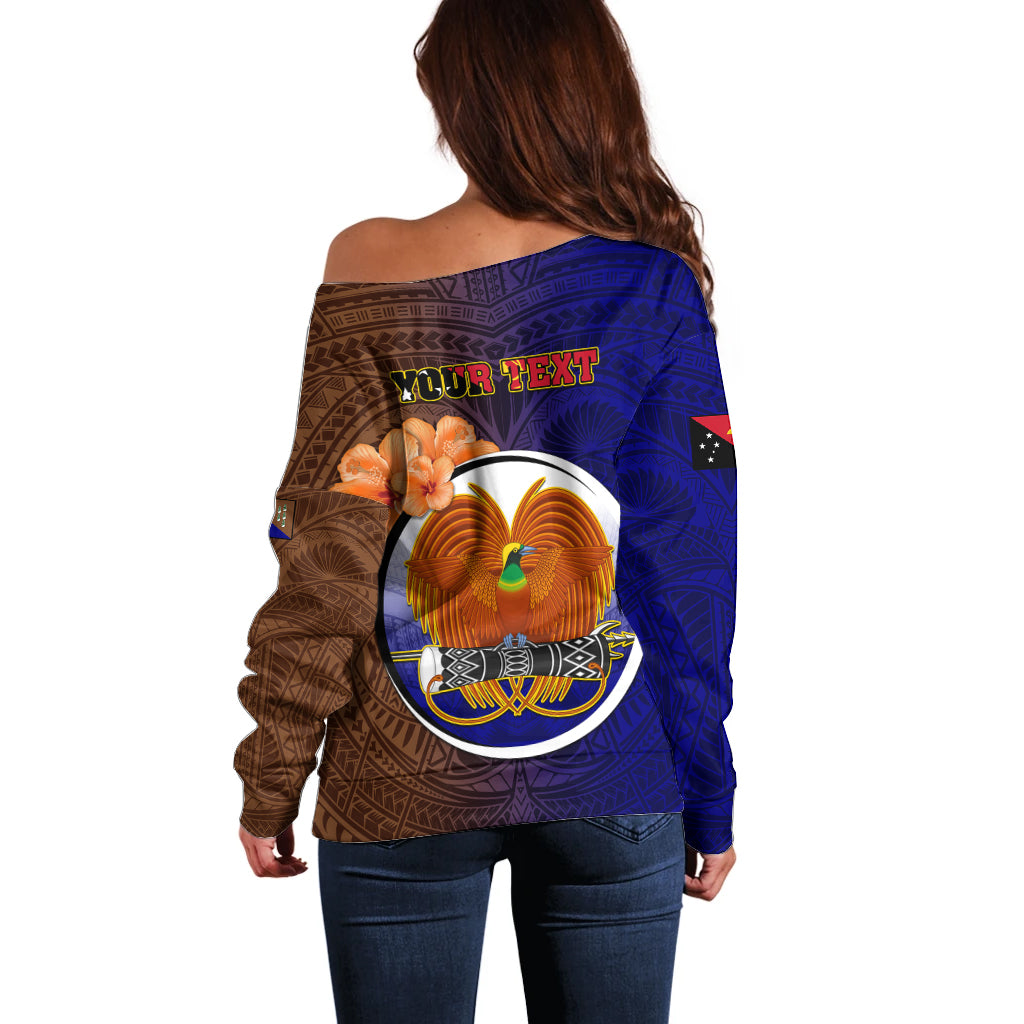 Personalized Papua New Guinea Manus Province Off Shoulder Sweater Mix Coat Of Arms Polynesian Pattern LT05 - Polynesian Pride