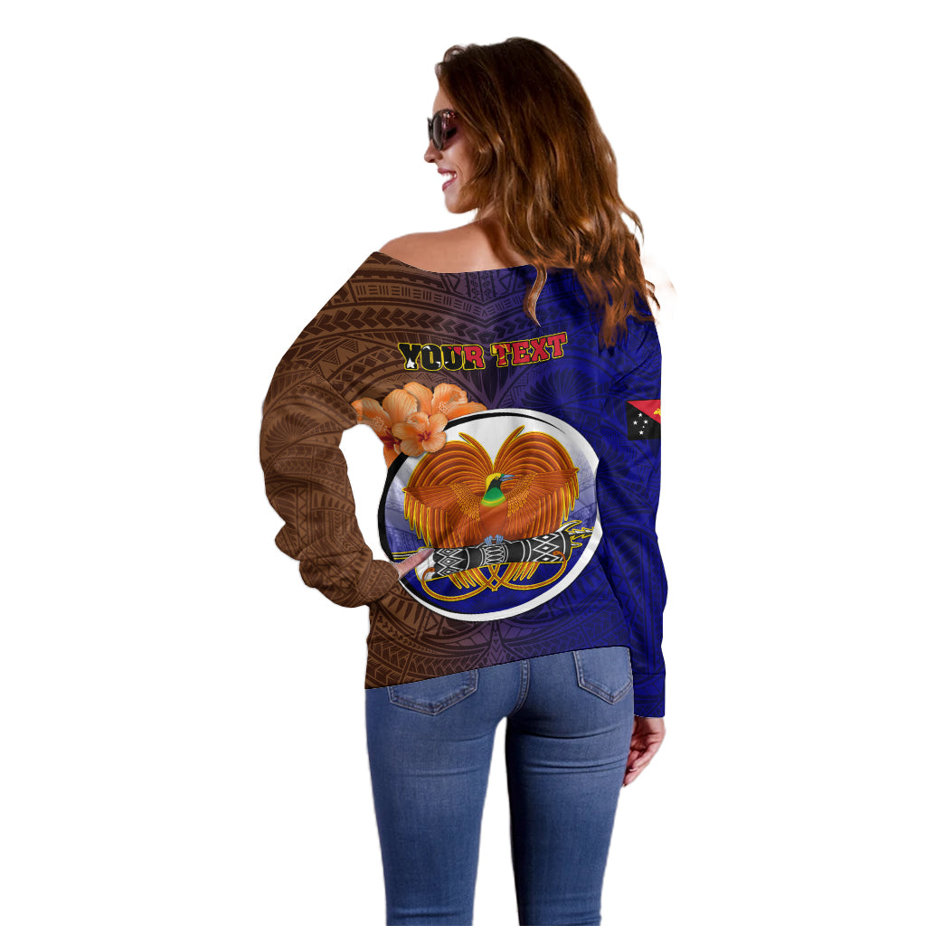 Personalized Papua New Guinea Manus Province Off Shoulder Sweater Mix Coat Of Arms Polynesian Pattern LT05 - Polynesian Pride