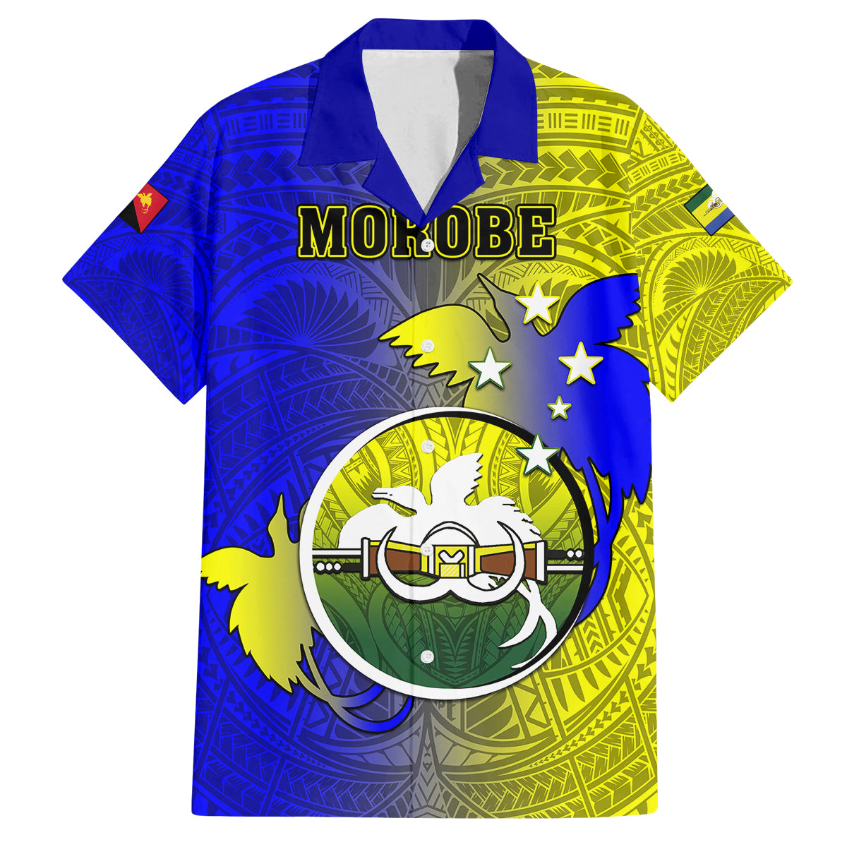 Personalized Papua New Guinea Morobe Province Kid Hawaiian Shirt Mix Coat Of Arms Polynesian Pattern LT05 Kid Yellow - Polynesian Pride