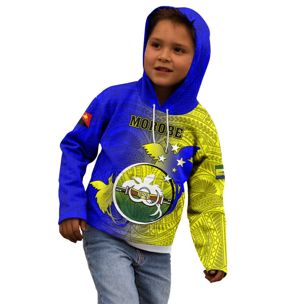 Personalized Papua New Guinea Morobe Province Kid Hoodie Mix Coat Of Arms Polynesian Pattern LT05 - Polynesian Pride