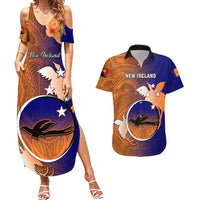 Personalized Papua New Guinea New Ireland Province Couples Matching Summer Maxi Dress and Hawaiian Shirt Mix Coat Of Arms Polynesian Pattern LT05 Blue - Polynesian Pride