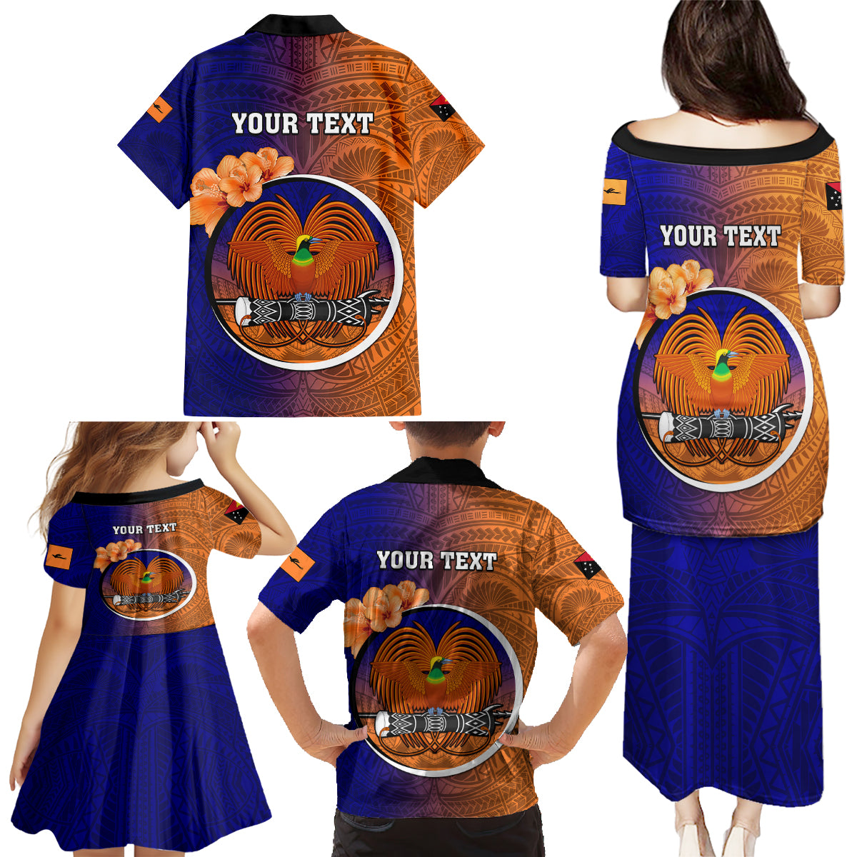 Personalized Papua New Guinea New Ireland Province Family Matching Puletasi Dress and Hawaiian Shirt Mix Coat Of Arms Polynesian Pattern LT05 - Polynesian Pride