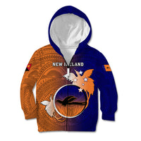 Personalized Papua New Guinea New Ireland Province Kid Hoodie Mix Coat Of Arms Polynesian Pattern LT05 Zip Hoodie Blue - Polynesian Pride