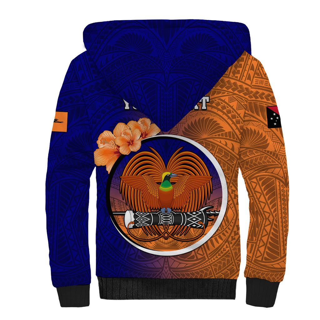 Personalized Papua New Guinea New Ireland Province Sherpa Hoodie Mix Coat Of Arms Polynesian Pattern LT05 - Polynesian Pride