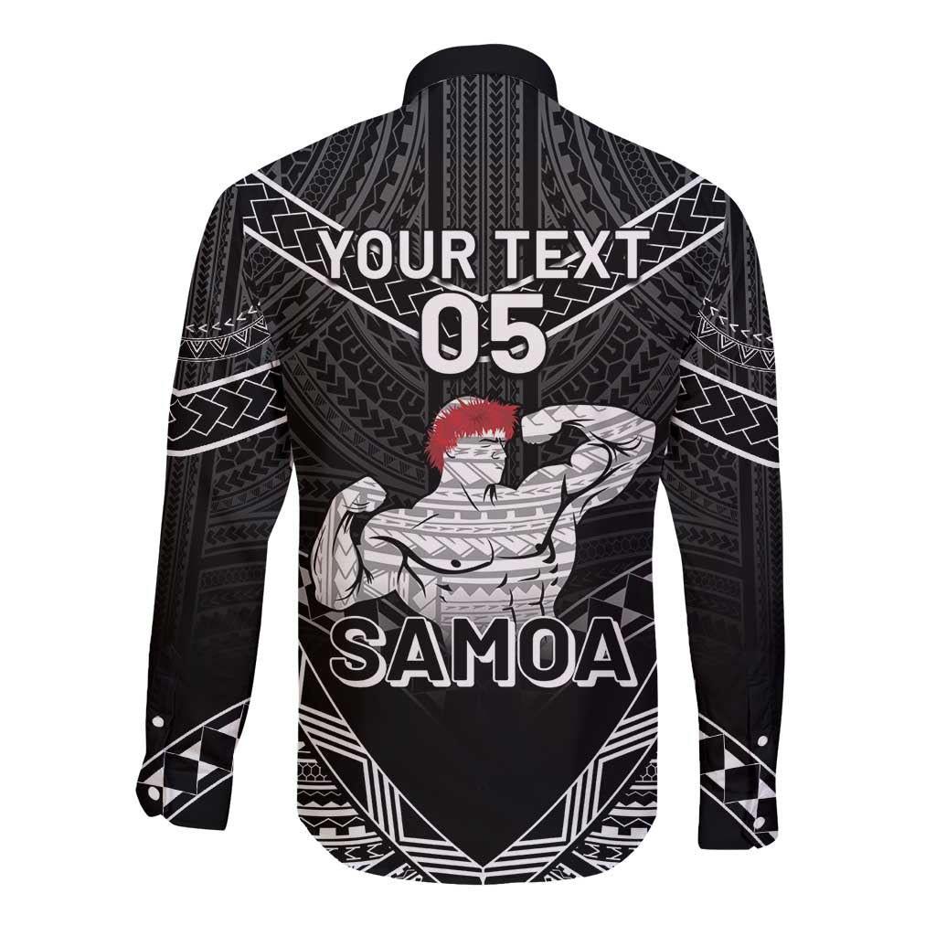 Custom Samoa Wrestling Long Sleeve Button Shirt Samoan Wrestler Ulafala Style
