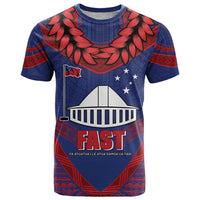Personalised FAST Party Samoa T Shirt Samoan Coat Of Arms Ulafala Style LT05 Blue - Polynesian Pride