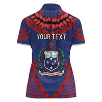 Personalised FAST Party Samoa Women Polo Shirt Samoan Coat Of Arms Ulafala Style
