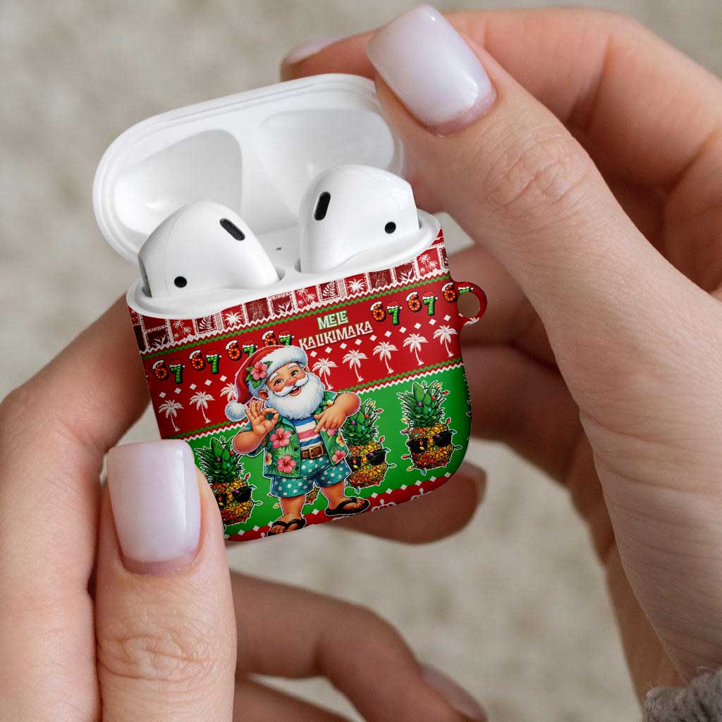 Mele Kalikimaka Hawaii Christmas AirPods Case Funny Santa 67 Gen Alpha Slang - Polynesian Pride