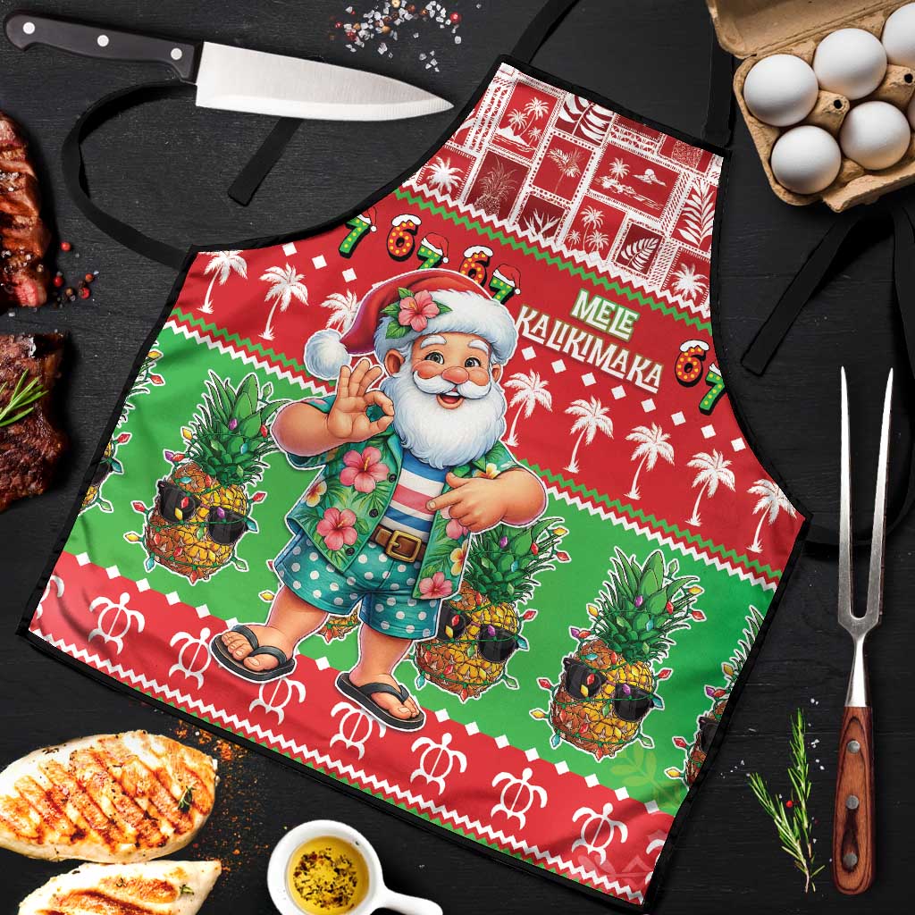 Mele Kalikimaka Hawaii Christmas Apron Funny Santa 67 Gen Alpha Slang LT05 Red - Polynesian Pride