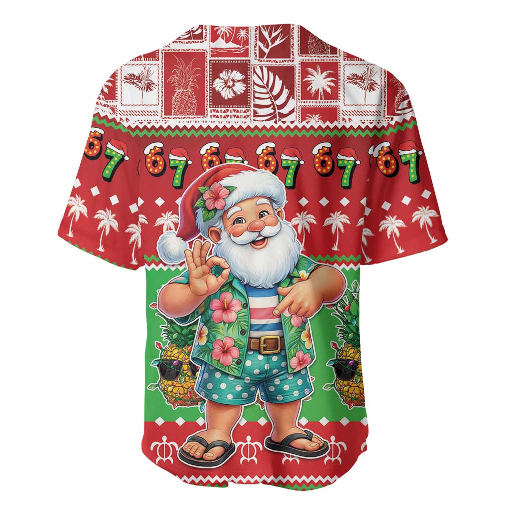 Mele Kalikimaka Hawaii Christmas Baseball Jersey Funny Santa 67 Gen Alpha Slang - Polynesian Pride