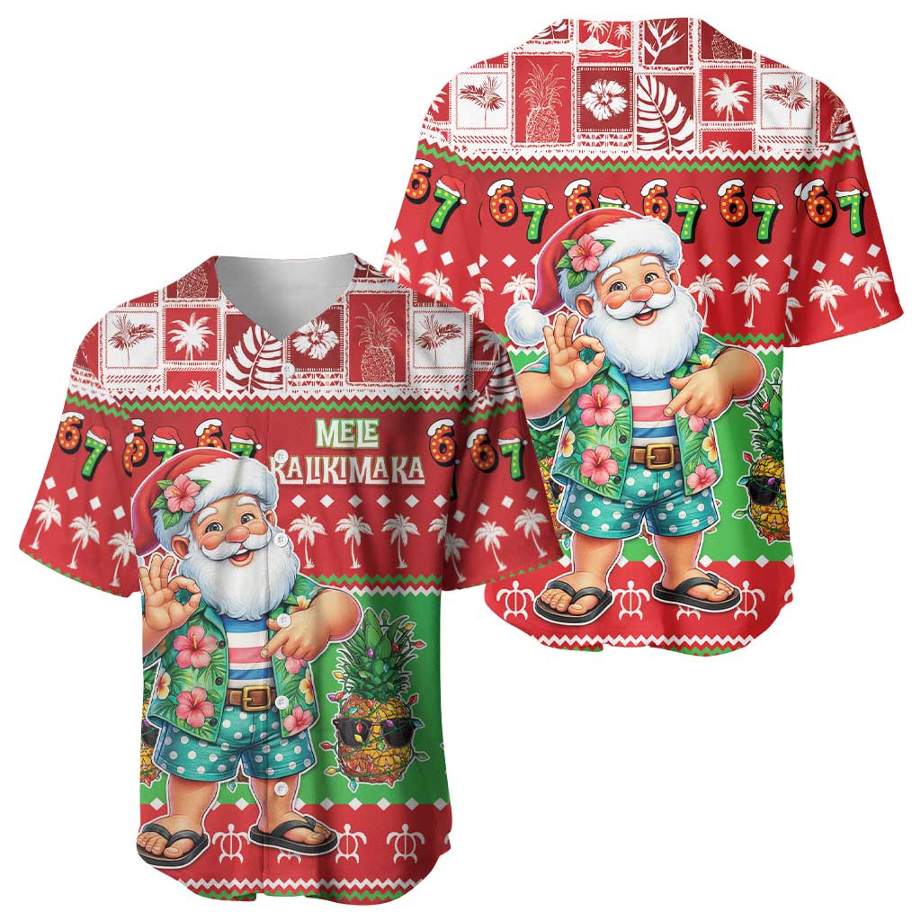 Mele Kalikimaka Hawaii Christmas Baseball Jersey Funny Santa 67 Gen Alpha Slang - Polynesian Pride