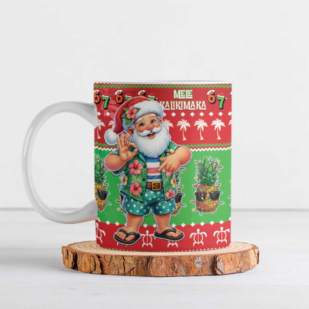 Mele Kalikimaka Hawaii Christmas Ceramic Mug Funny Santa 67 Gen Alpha Slang LT05 Red - Polynesian Pride