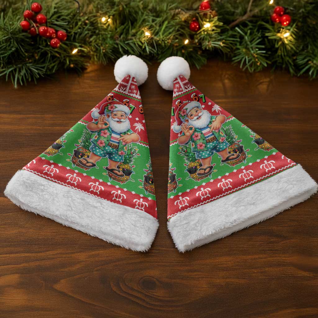 Mele Kalikimaka Hawaii Christmas Santa Hat Funny Santa 67 Gen Alpha Slang - Polynesian Pride