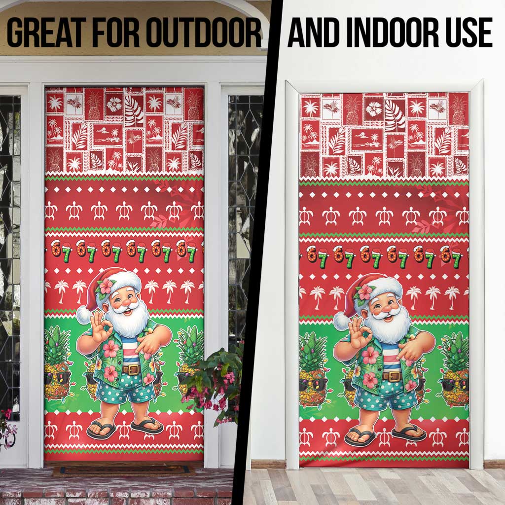 Mele Kalikimaka Hawaii Christmas Door Cover Funny Santa 67 Gen Alpha Slang LT05 - Polynesian Pride