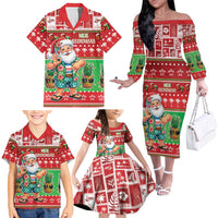 Mele Kalikimaka Hawaii Christmas Family Matching Off The Shoulder Long Sleeve Dress and Hawaiian Shirt Funny Santa 67 Gen Alpha Slang - Polynesian Pride