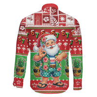 Mele Kalikimaka Hawaii Christmas Family Matching Short Sleeve Bodycon Dress and Hawaiian Shirt Funny Santa 67 Gen Alpha Slang - Polynesian Pride