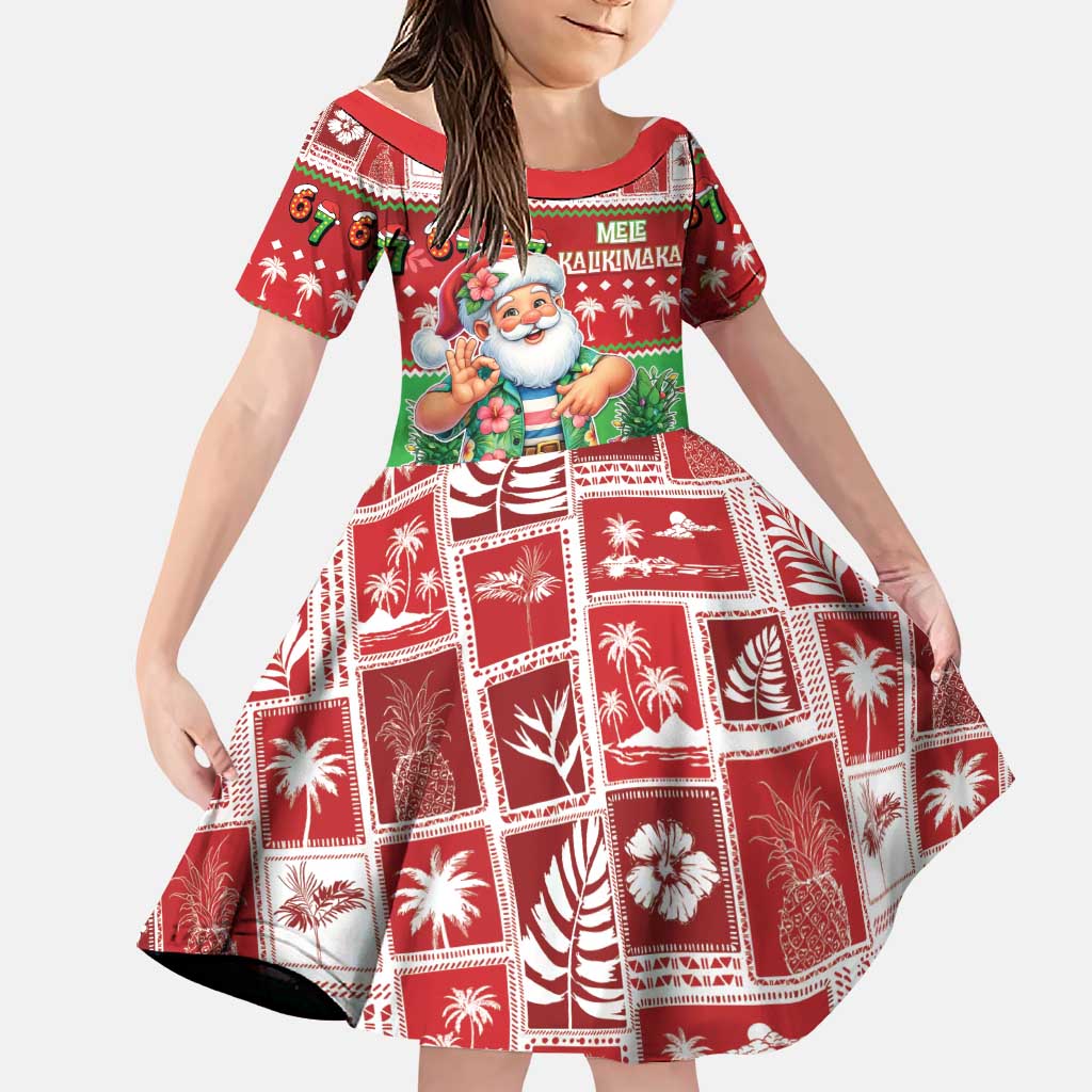 Mele Kalikimaka Hawaii Christmas Family Matching Summer Maxi Dress and Hawaiian Shirt Funny Santa 67 Gen Alpha Slang - Polynesian Pride
