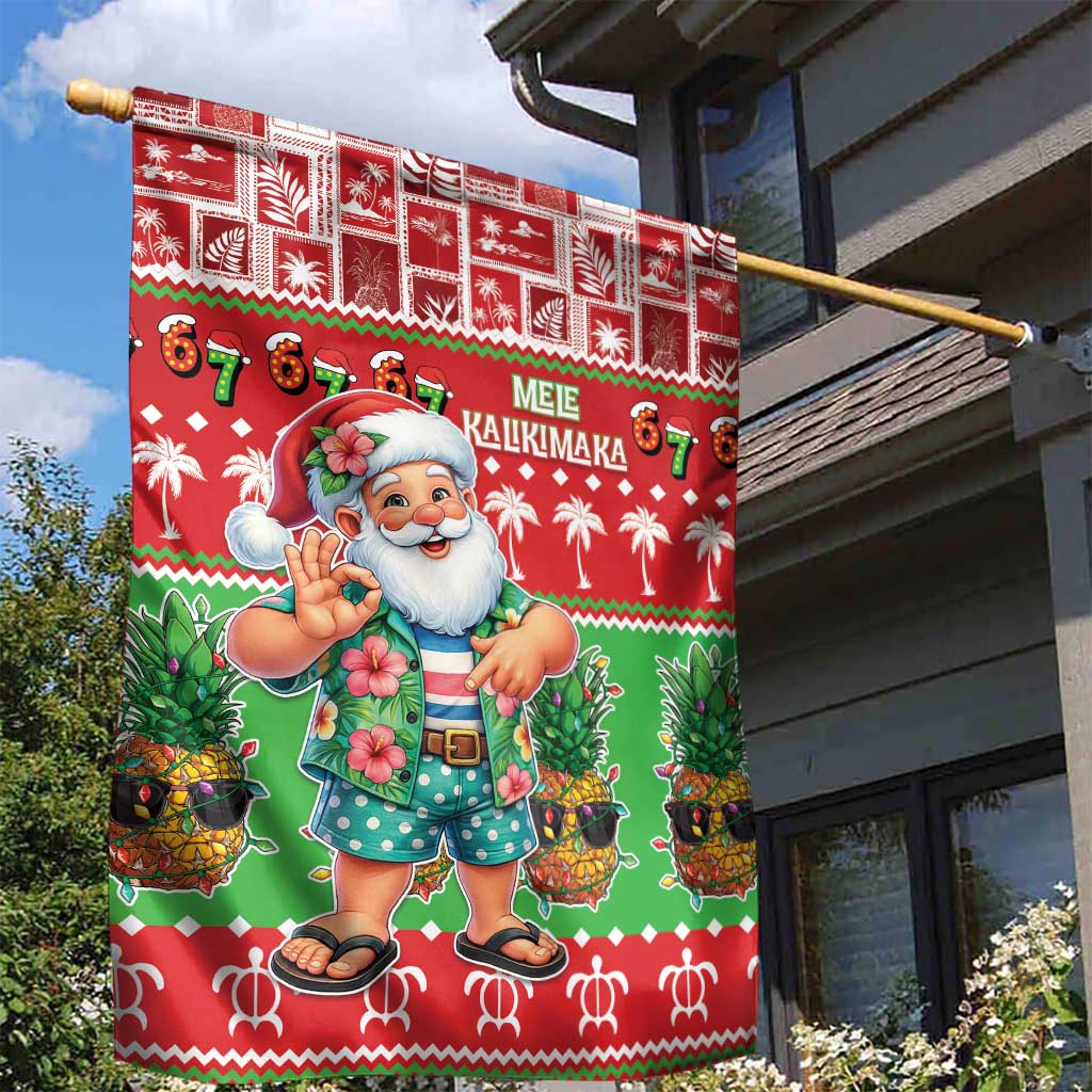 Mele Kalikimaka Hawaii Christmas Garden Flag Funny Santa 67 Gen Alpha Slang LT05 - Polynesian Pride