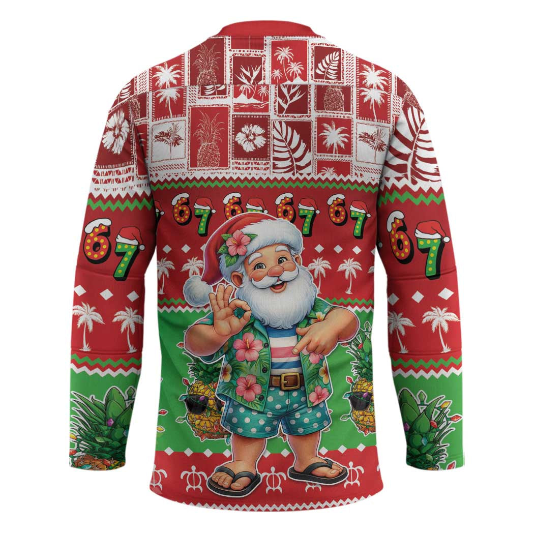 Mele Kalikimaka Hawaii Christmas Hockey Jersey Funny Santa 67 Gen Alpha Slang - Polynesian Pride