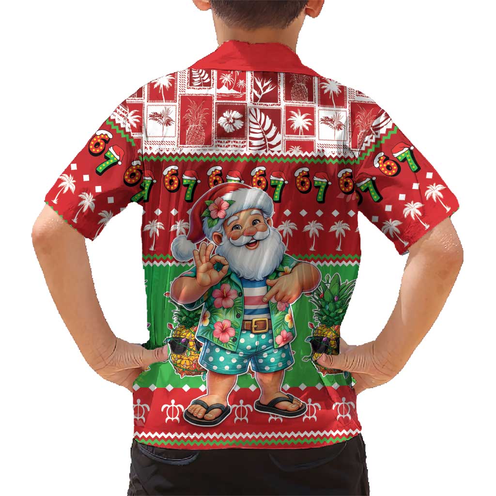 Mele Kalikimaka Hawaii Christmas Kid Hawaiian Shirt Funny Santa 67 Gen Alpha Slang LT05 - Polynesian Pride