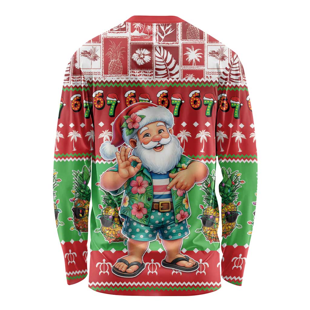 Mele Kalikimaka Hawaii Christmas Long Sleeve Shirt Funny Santa 67 Gen Alpha Slang LT05 - Polynesian Pride