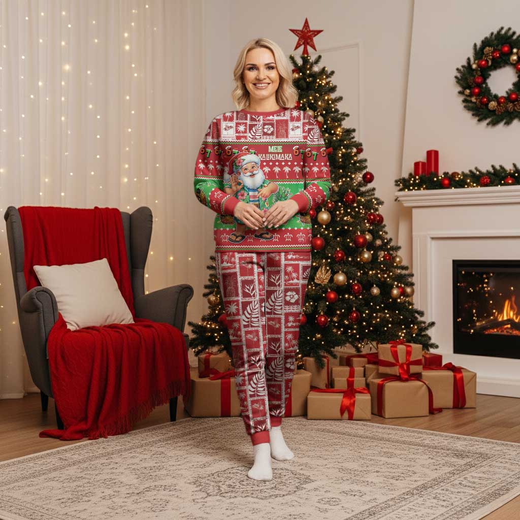 Mele Kalikimaka Hawaii Christmas Pajama Set Funny Santa 67 Gen Alpha Slang - Polynesian Pride