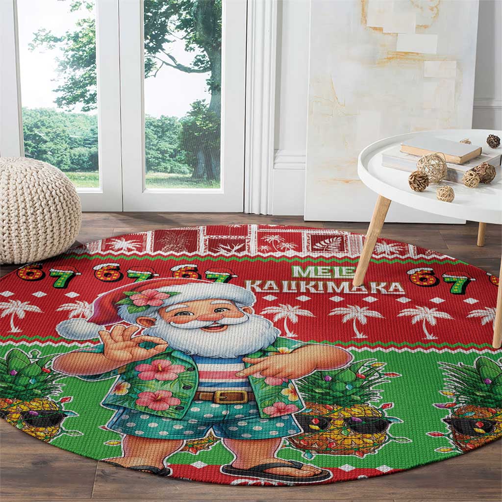 Mele Kalikimaka Hawaii Christmas Round Carpet Funny Santa 67 Gen Alpha Slang LT05 - Polynesian Pride
