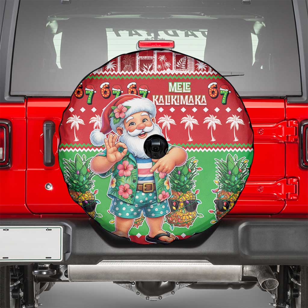 Mele Kalikimaka Hawaii Christmas Spare Tire Cover Funny Santa 67 Gen Alpha Slang - Polynesian Pride