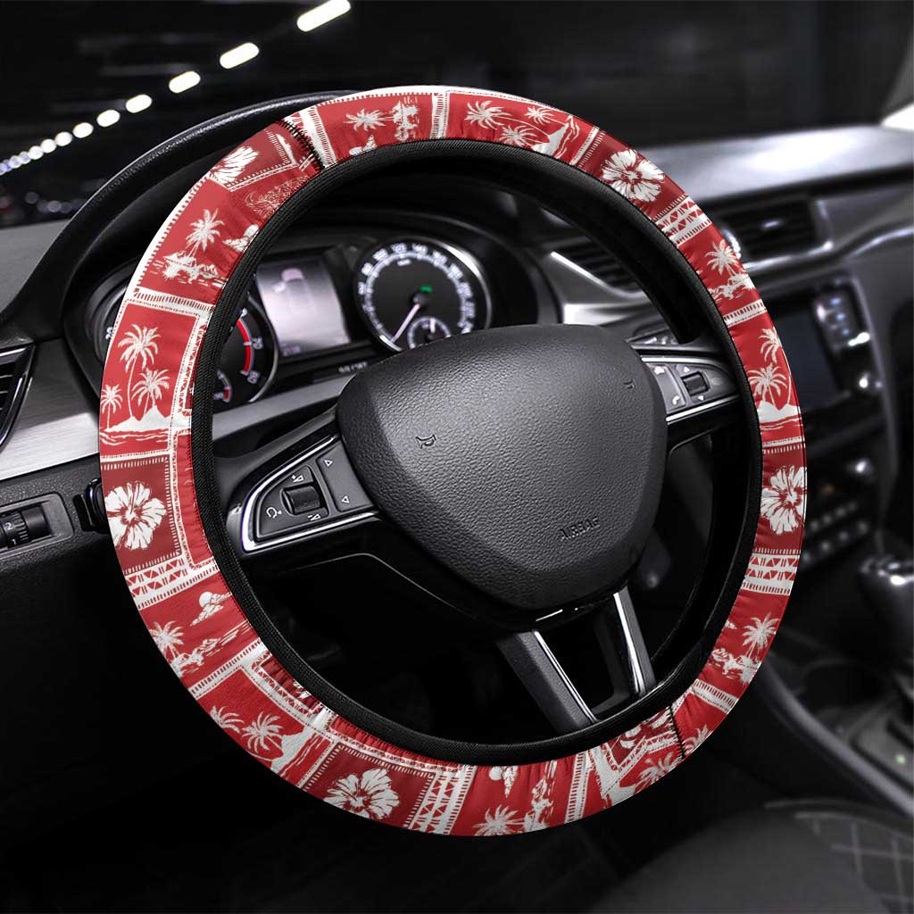 Mele Kalikimaka Hawaii Christmas Steering Wheel Cover Funny Santa 67 Gen Alpha Slang LT05 Universal Fit Red - Polynesian Pride