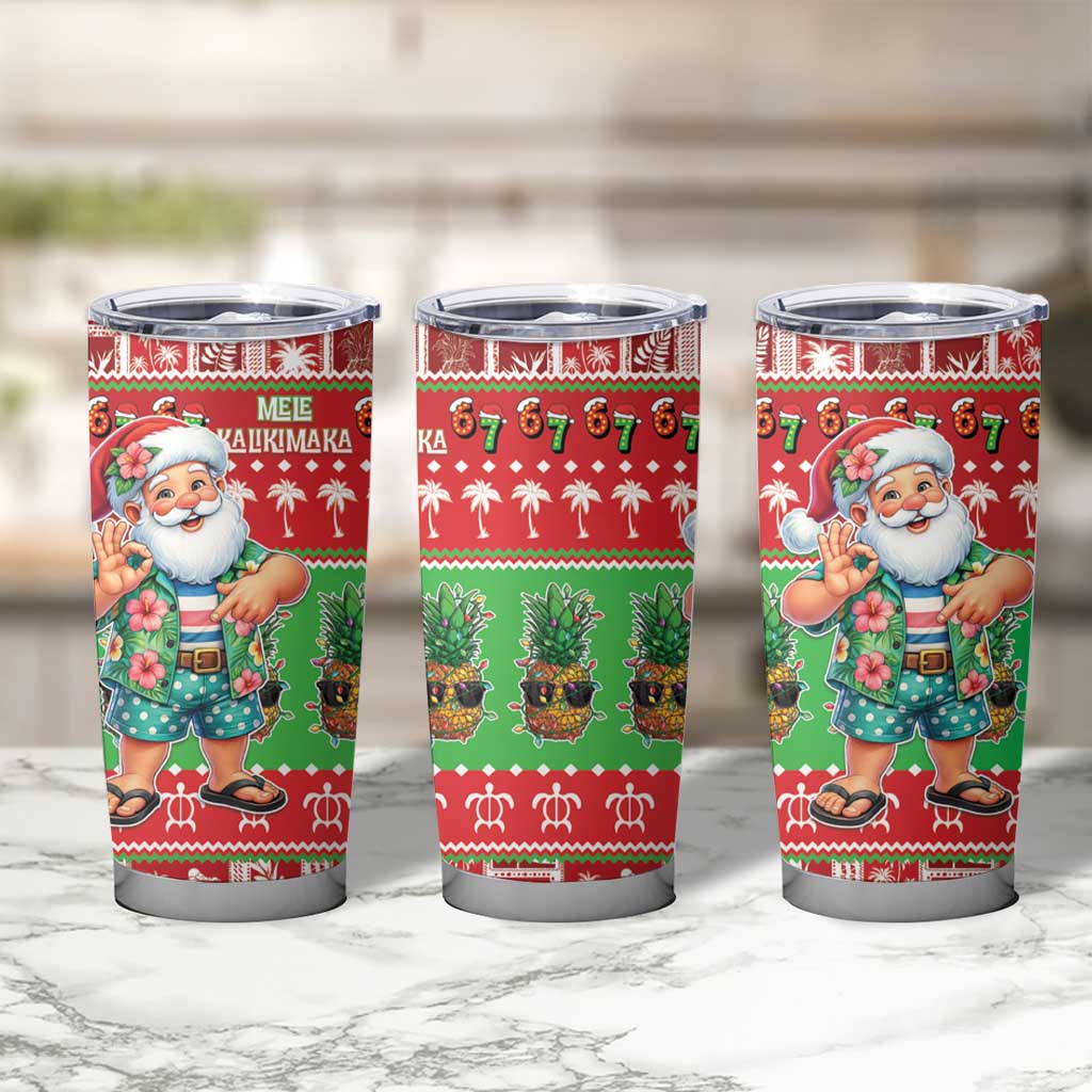 Mele Kalikimaka Hawaii Christmas Tumbler Cup Funny Santa 67 Gen Alpha Slang - Polynesian Pride