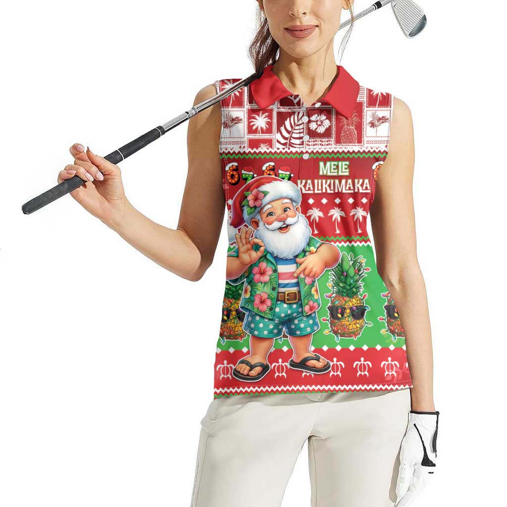 Mele Kalikimaka Hawaii Christmas Women Sleeveless Polo Shirt Funny Santa 67 Gen Alpha Slang - Polynesian Pride