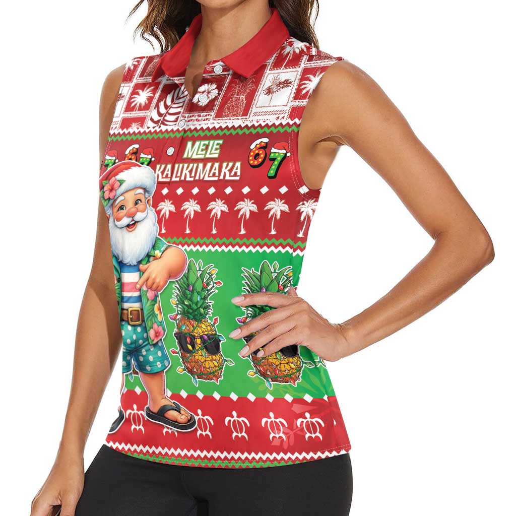 Mele Kalikimaka Hawaii Christmas Women Sleeveless Polo Shirt Funny Santa 67 Gen Alpha Slang - Polynesian Pride