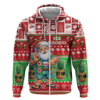 Mele Kalikimaka Hawaii Christmas Zip Hoodie Funny Santa 67 Gen Alpha Slang LT05 Zip Hoodie Red - Polynesian Pride