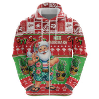 Mele Kalikimaka Hawaii Christmas Zip Hoodie Funny Santa 67 Gen Alpha Slang LT05 - Polynesian Pride