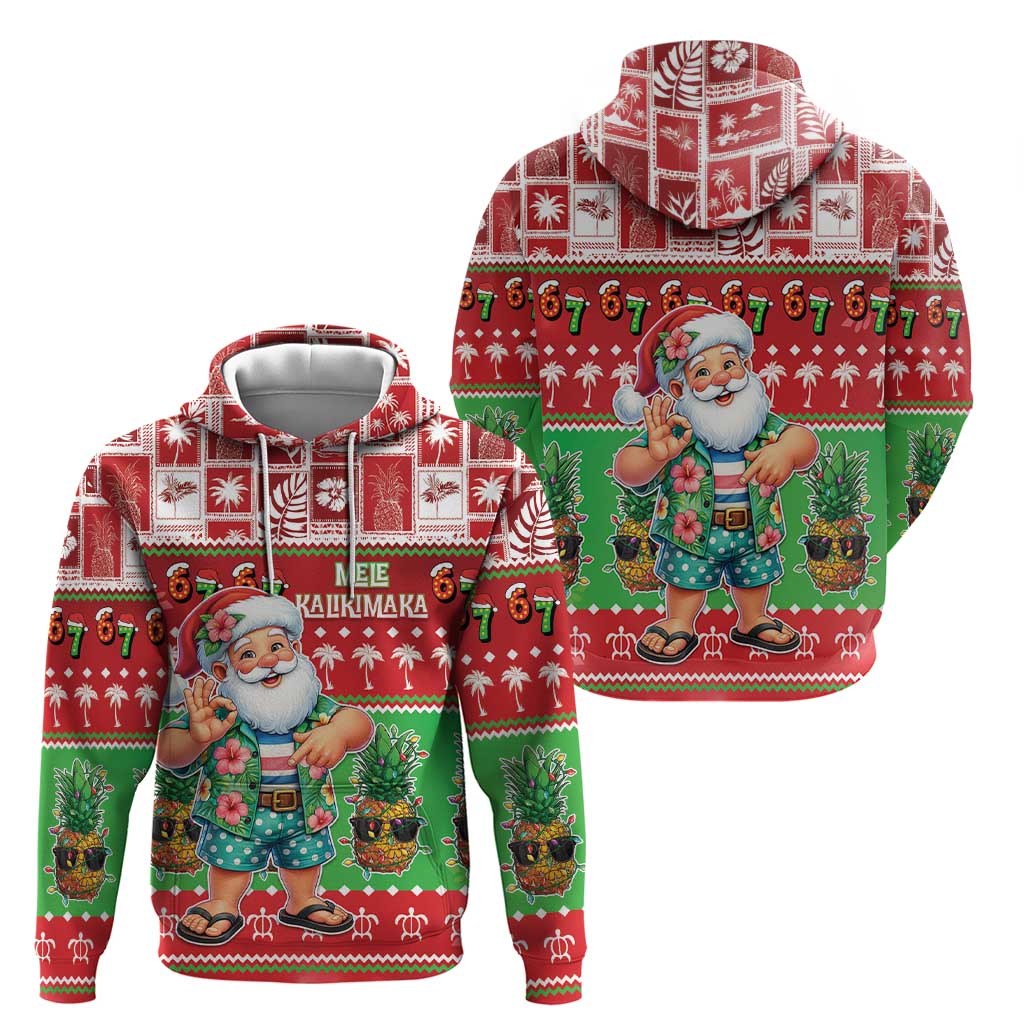Mele Kalikimaka Hawaii Christmas Zip Hoodie Funny Santa 67 Gen Alpha Slang LT05 - Polynesian Pride
