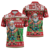 Mele Kalikimaka Hawaii Christmas Zipper Polo Shirt Funny Santa 67 Gen Alpha Slang - Polynesian Pride