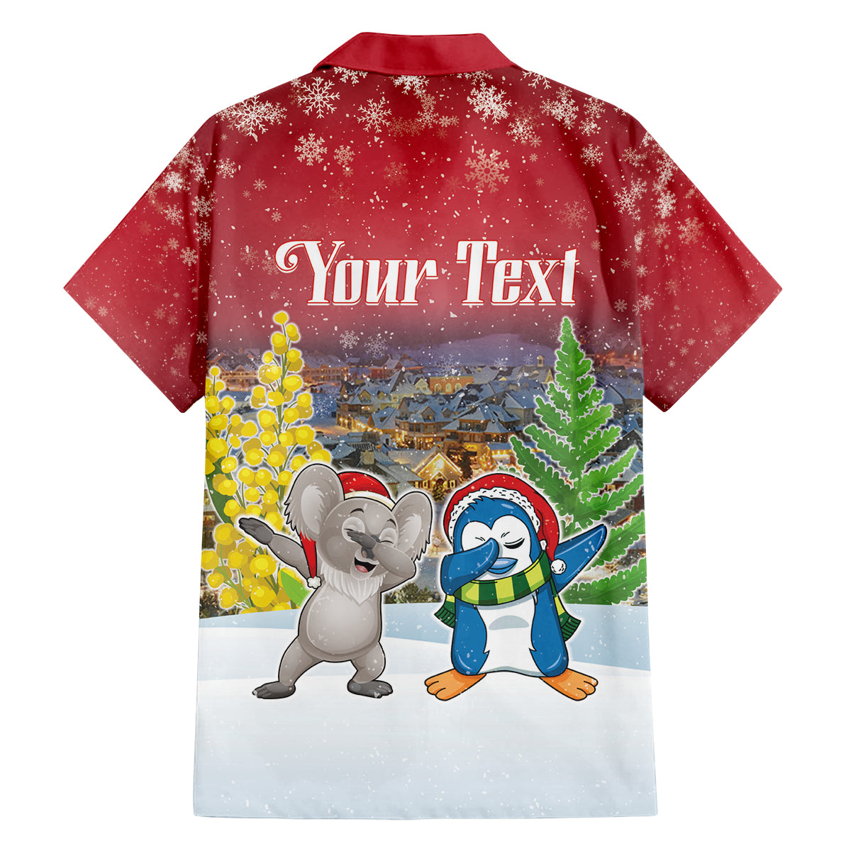 Personalised Christmas In July Family Matching Off Shoulder Short Dress and Hawaiian Shirt Funny Dabbing Dance Koala And Blue Penguins